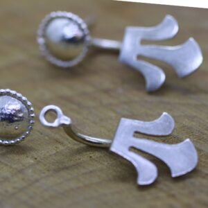 Sterling Silver Lotus Earrings: Studs with Ear Jackets