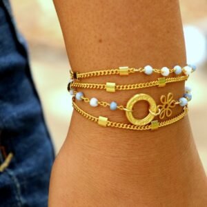 Opal Beaded Bracelet: Gold-Plated Sterling Silver Boho Chain