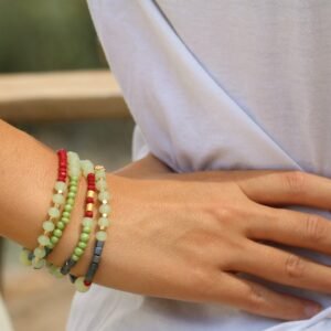 Jade & Hematite Gemstone Wrap Bracelet: Handmade Boho Jewelry