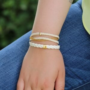 Leather Wrap Bracelet: Green & Gold Boho Jewelry