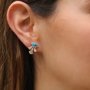 Turquoise Stud Earrings: 925 Silver, Bohemian Gemstone Jewelry