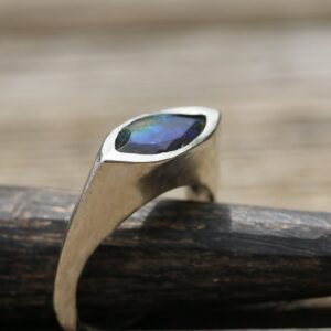 Marquise Labradorite Sterling Silver Ring: Handmade Statement Jewelry