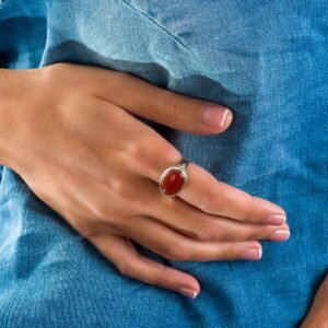 Oval Carnelian Sterling Silver Ring: Handmade Cocktail Ring
