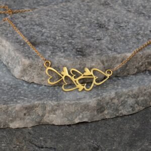 Gold Heart Pendant Necklace: Delicate Multi-Heart Design
