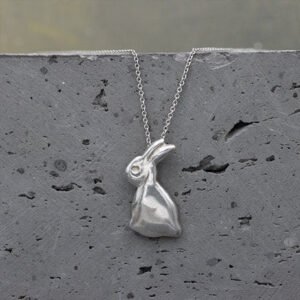 Silver Bunny Charm Necklace: Rabbit Pendant, Easter Jewelry Gift