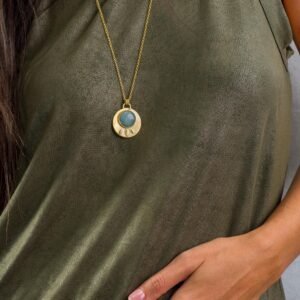 Aquamarine Pendant Necklace: Gold Lotus March Birthstone