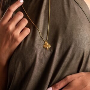 Handcrafted Gold Ace of Clubs Pendant Necklace: Good Luck Charm